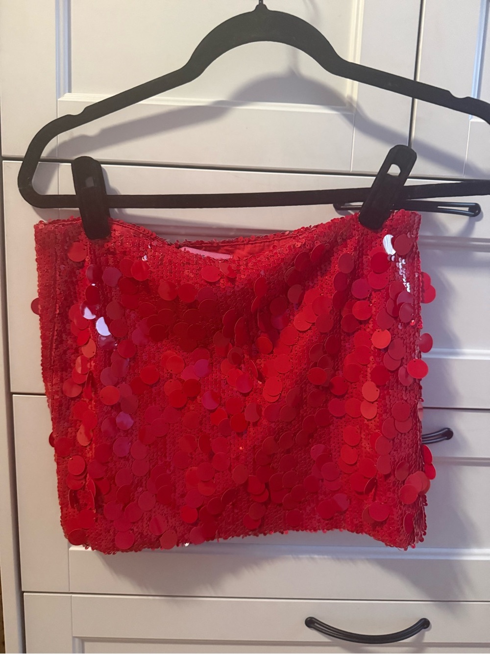Edikted Red Sequin Mini Skirt